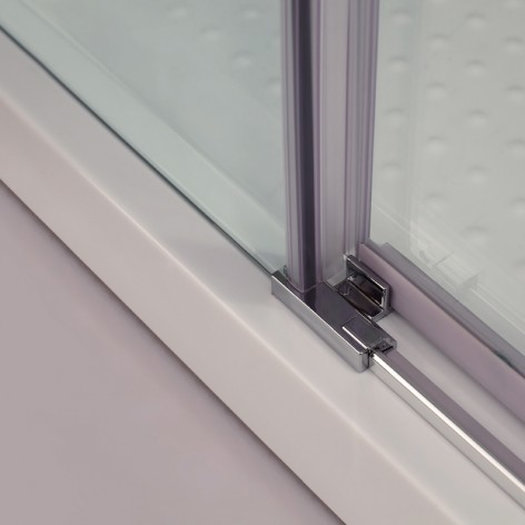 Mampara de ducha Aktual Spazio 2 fijos y 2 correderas vierteaguas metálico