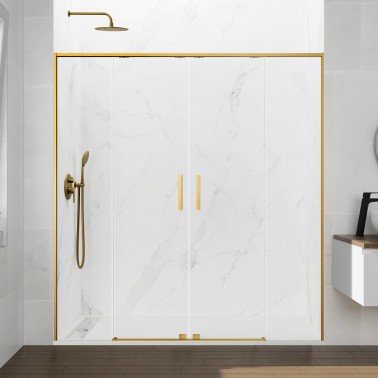Mampara de ducha Twenty Spazio Gold 2 fijos y 2 correderas