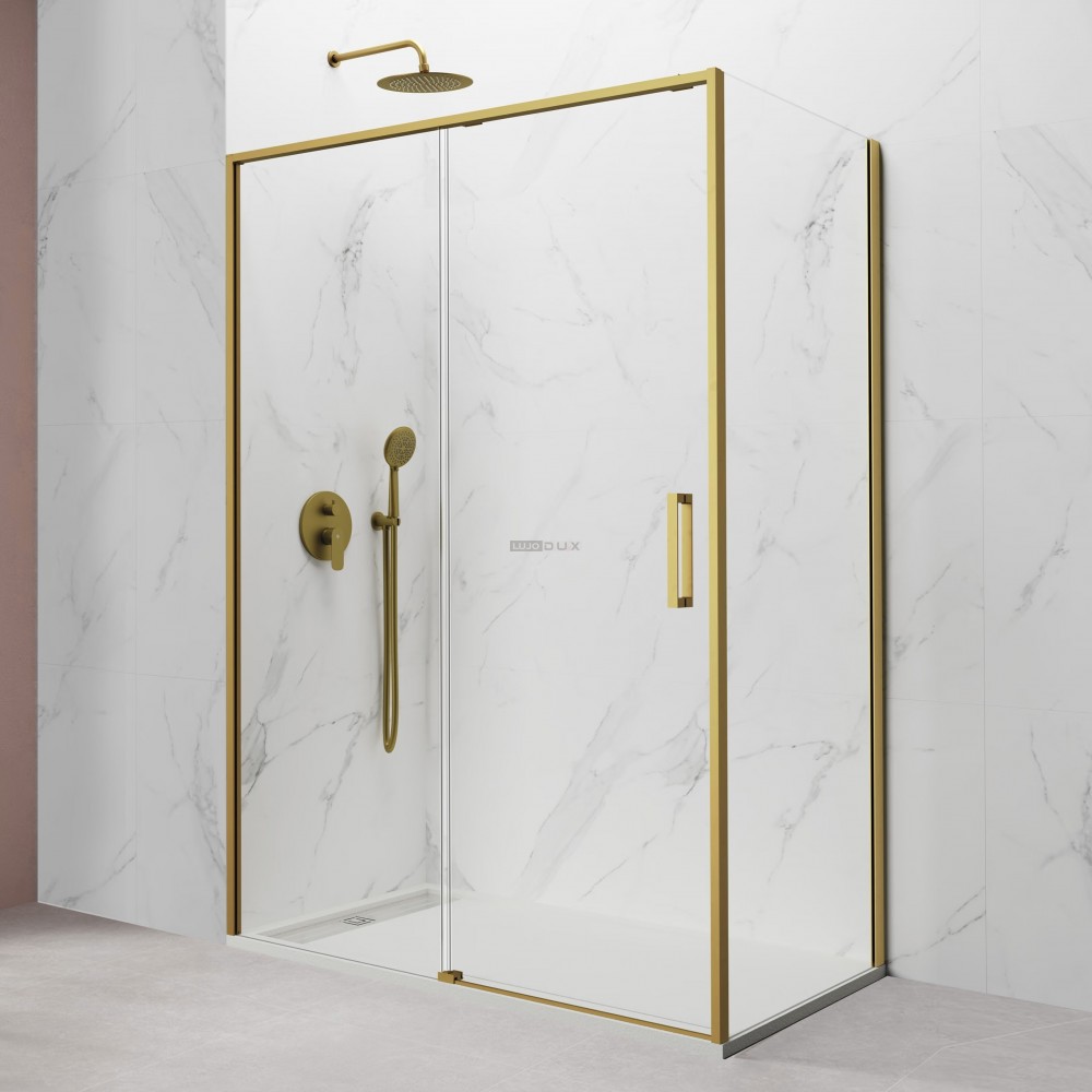 Mampara de ducha Twenty Gold 1 fijo y 1 corredera con lateral fijo