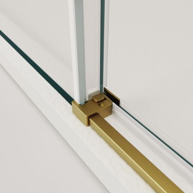 Mampara de ducha Twenty Gold 1 fijo y 1 corredera con lateral fijo guiador desmontable