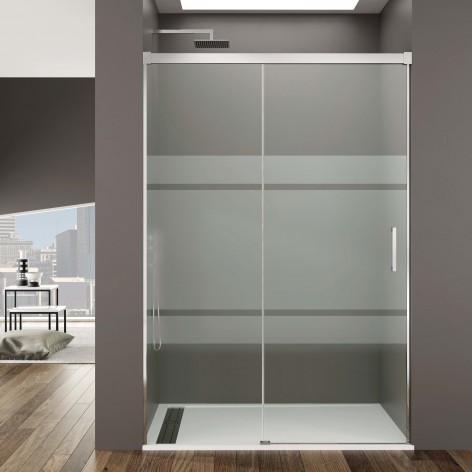 Mampara de ducha Basic 1 fijo y 1 corredera decorado Frost Plus