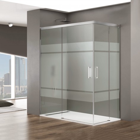 Mampara de ducha Basic Angular vértice decorado Frost Plus