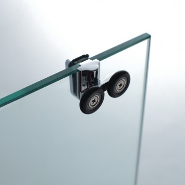 Mampara de ducha Basic Angular vértice doble rodamiento regulable en nylon antivuelco