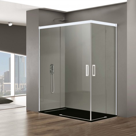 Mampara de ducha Basic Color Angular Vértice blanco