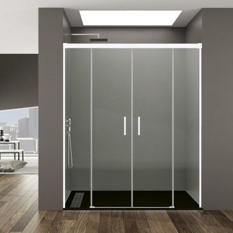 Mampara de ducha Basic Spazio Color 2 fijo y 2 corredera blanco