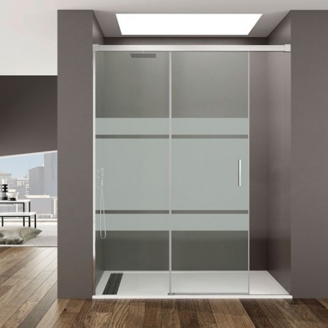 Mampara de ducha Basic Free 1 fijo y 1 corredera decorado Frost Plus
