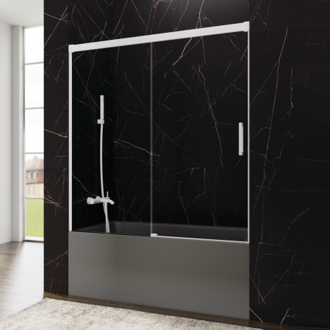 Mampara de bañera Basic Color 1 fijo y 1 corredera blanco