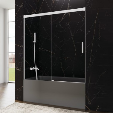 Mampara de bañera Basic Color 1 fijo y 1 corredera blanco