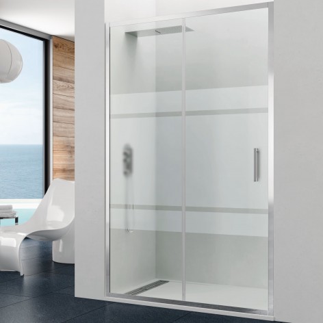 Mampara de ducha Prestige 1 fijo y 1 corredera decorado Frost Plus