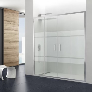 Mampara de ducha Prestige Spazio 2 fijos y 2 correderas decorado Frost Plus