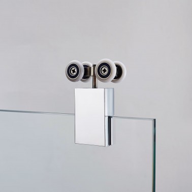 Mampara de ducha Futura 1 fijo y 1 corredera sistema de cuatro ruedas por rodamiento