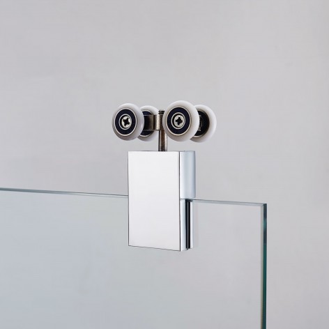 Mampara de ducha Futura 2 fijos y 2 correderas lateral fijo sistema de cuatro ruedas por rodamiento