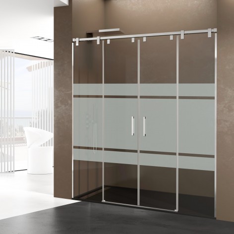 Mampara de ducha Futura Spazio 2 fijos y 2 correderas decorado frost plus