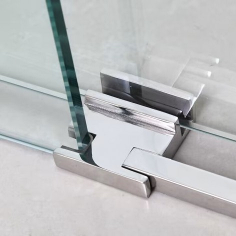 Mampara de ducha Moving Spazio 2 fijos y 2 correderas guía y vierteaguas acero