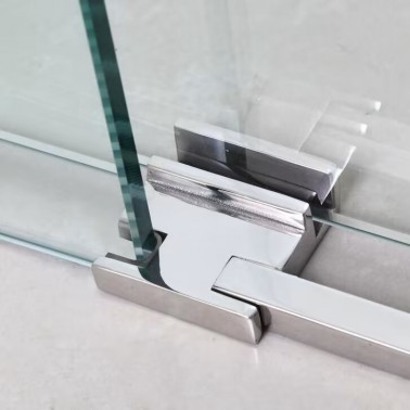 Mampara de ducha Moving Spazio 2 fijos y 2 correderas guía y vierteaguas acero