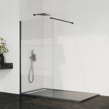 Mampara de ducha Screen Black fijo decorado Frost Plus