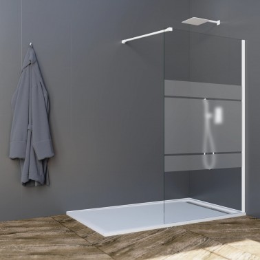 Mampara de ducha Screen White fijo decorado