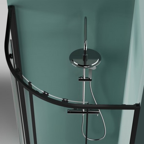 Mampara de ducha Prisma semicircular negro