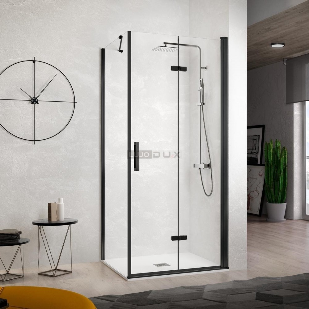 Mampara de ducha Nardi plegable lateral fijo negro
