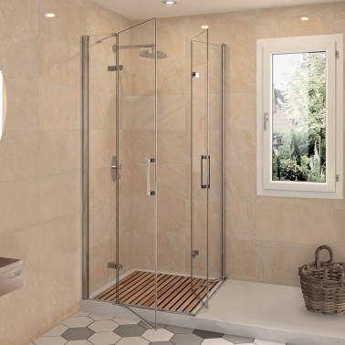 Mampara de ducha Nardi plegable y abatible con fijo