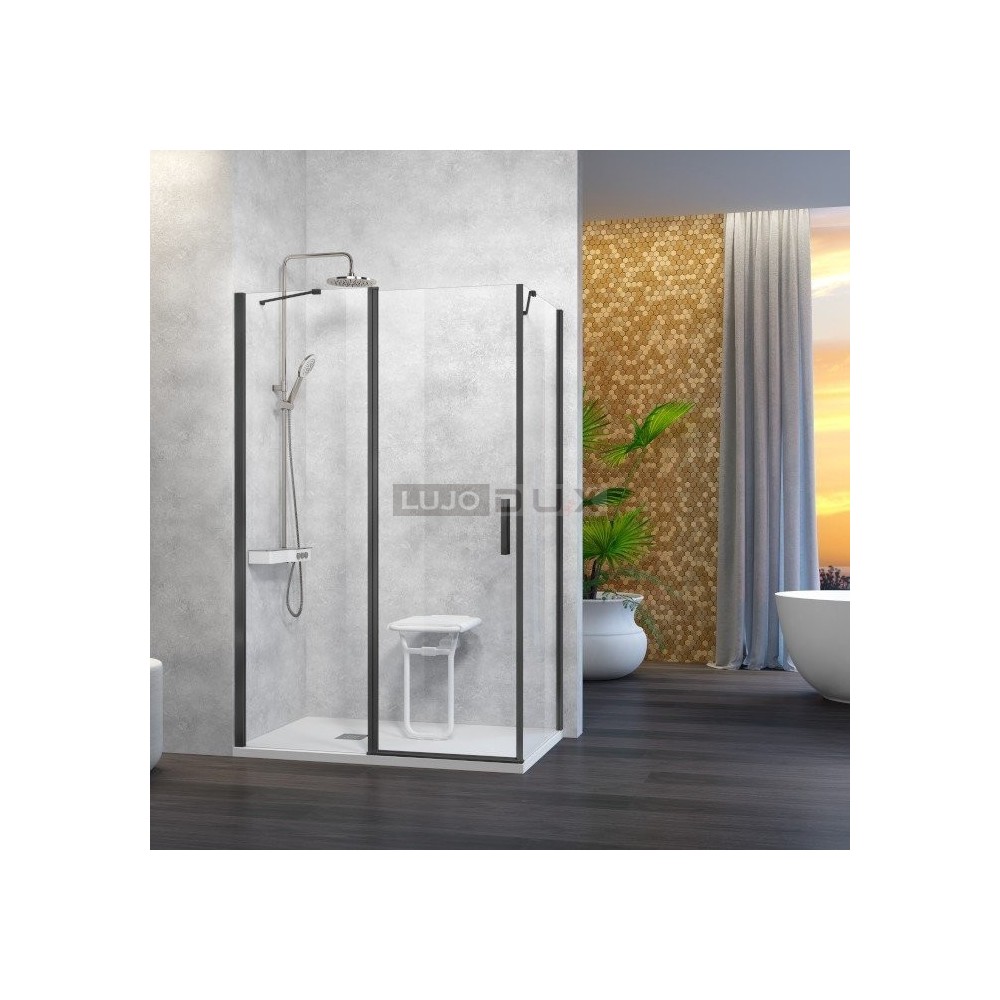 Mampara de ducha Nardi fijo y abatible lateral fijo negro