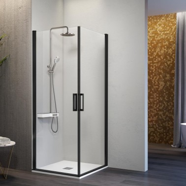 Mampara de ducha Nardi dos abatibles negro