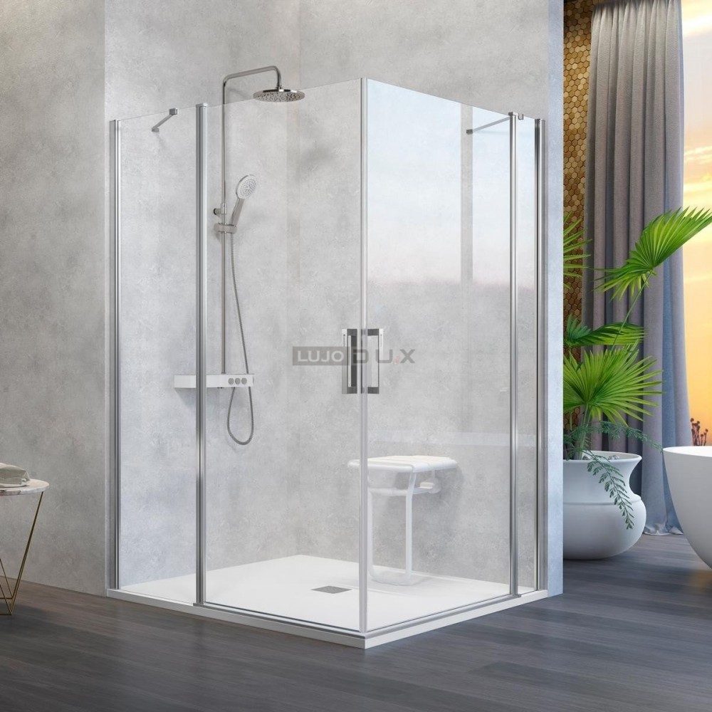 Mampara de ducha Nardi 2 fijos y 2 abatibles angular