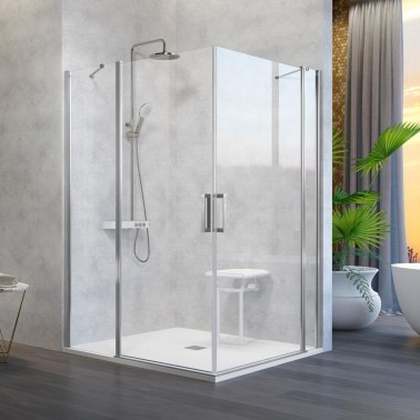 Mampara de ducha Nardi 2 fijos y 2 abatibles angular