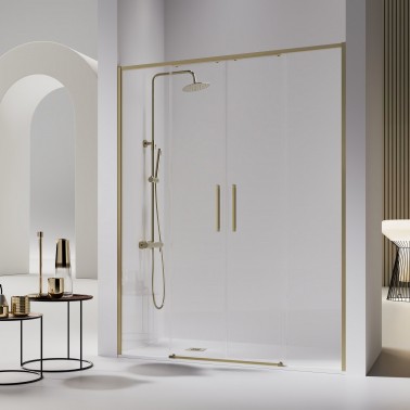 Mampara de ducha Delta 2 Fijos y 2 Correderas Oro Cepillado