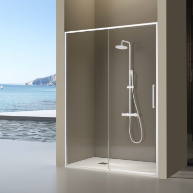 Mampara de ducha Delta 1 fijo y 1 corredera blanco mate
