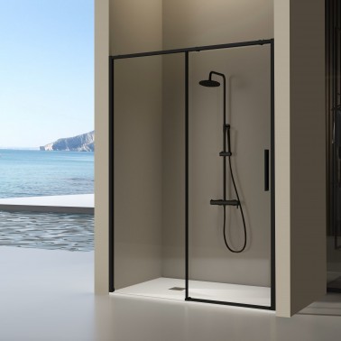 Mampara de ducha Delta 1 fijo y 1 corredera negro mate