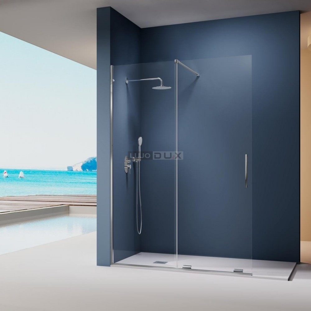 Mampara de ducha Moka 1 fijo y 1 corredera con tirante plata