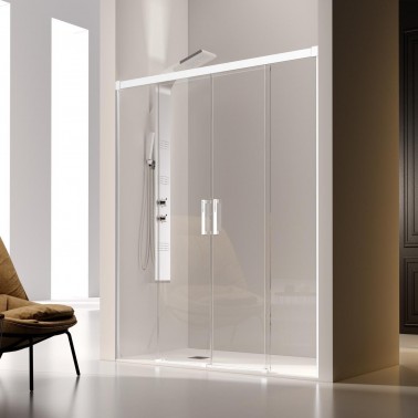 Mampara de ducha Glasé 2 fijos y 2 correderas Blanco