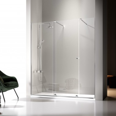 Mampara de ducha Volare 1 fijo y 1 corredera y 1 fijo