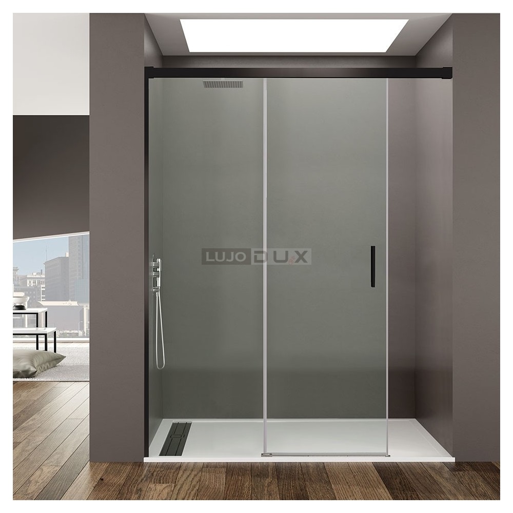 Mampara de ducha Basic Color Free 1 fijo y 1 corredera negro