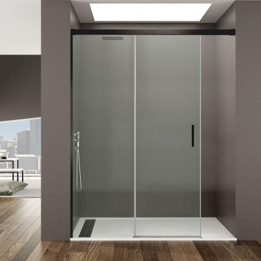 Mampara de ducha Basic Color Free 1 fijo y 1 corredera negro