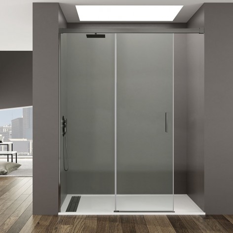 Mampara de ducha Basic Color Free 1 fijo y 1 corredera titanio