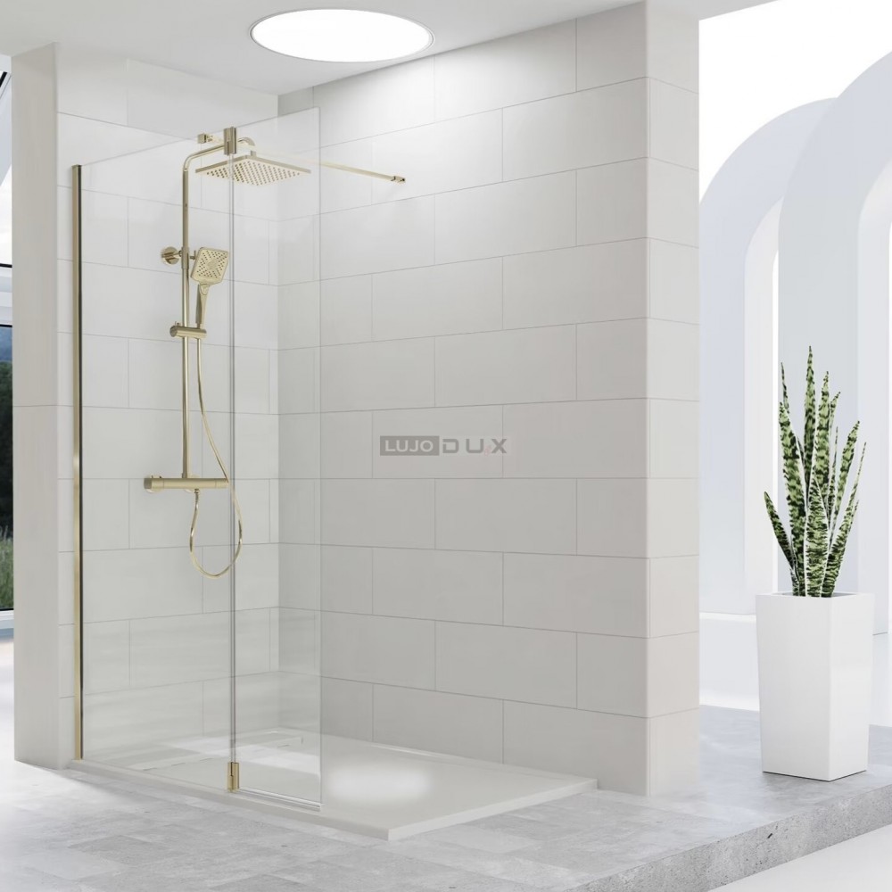 Mampara de ducha Tutti 1 fijo y 1 abatible oro cepillado