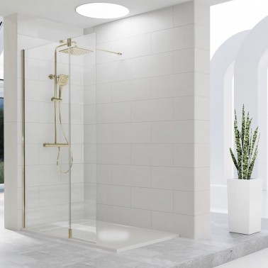 Mampara de ducha Tutti 1 fijo y 1 abatible oro cepillado