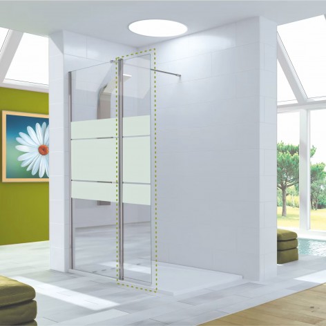 Mampara de ducha Vision 1 fijo y 1 abatible decorado clio