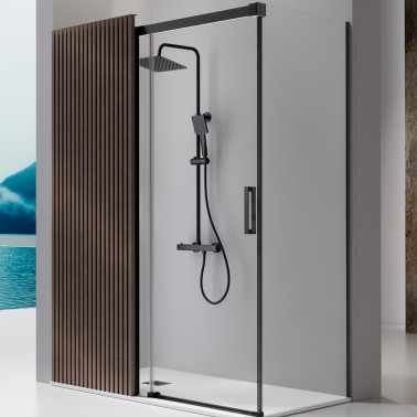 Mampara de ducha Sugar 1 fjio y 1 corredera negro mate