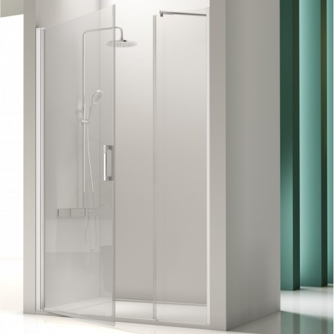 Mampara de ducha Salónica fijo y abatible fijo y abatible plata