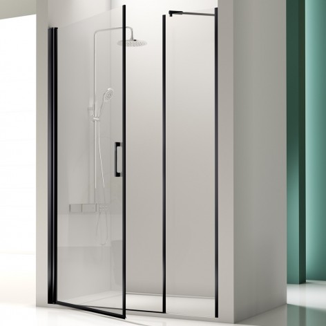 Mampara de ducha Salónica fijo y abatible negro