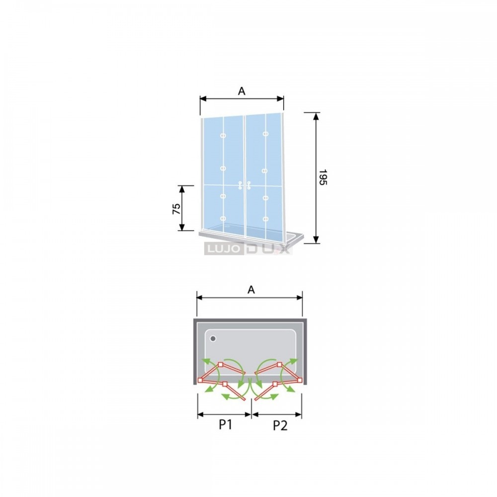 Mampara de ducha Sensi 2 plegables divididas