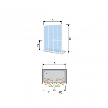 Mampara de ducha Sensi 2 plegables divididas