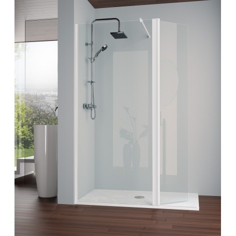 Mampara de ducha Salónica fijo y abatible blanco