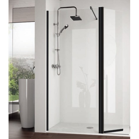 Mampara de ducha Salónica fijo y abatible negro