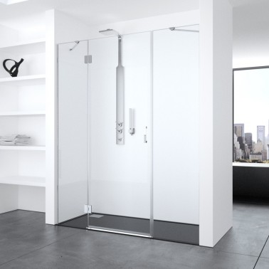 Mampara de ducha Embla 2 fijos y abatible