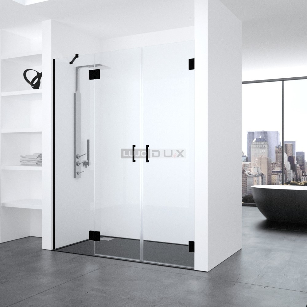 Mampara de ducha Azabache fijo y 2 abatibles