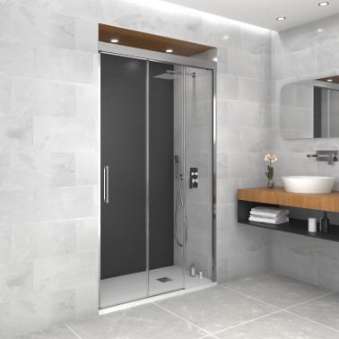 Mampara de ducha Trio fijo y 2 correderas